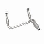 MagnaFlow 5481578 carb direct-fit catalytic converter, rear three-quarter view of the turntable spin