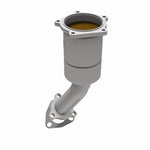 MagnaFlow 452096 carb direct-fit catalytic converter, opposite rear three-quarter view of the turntable spin