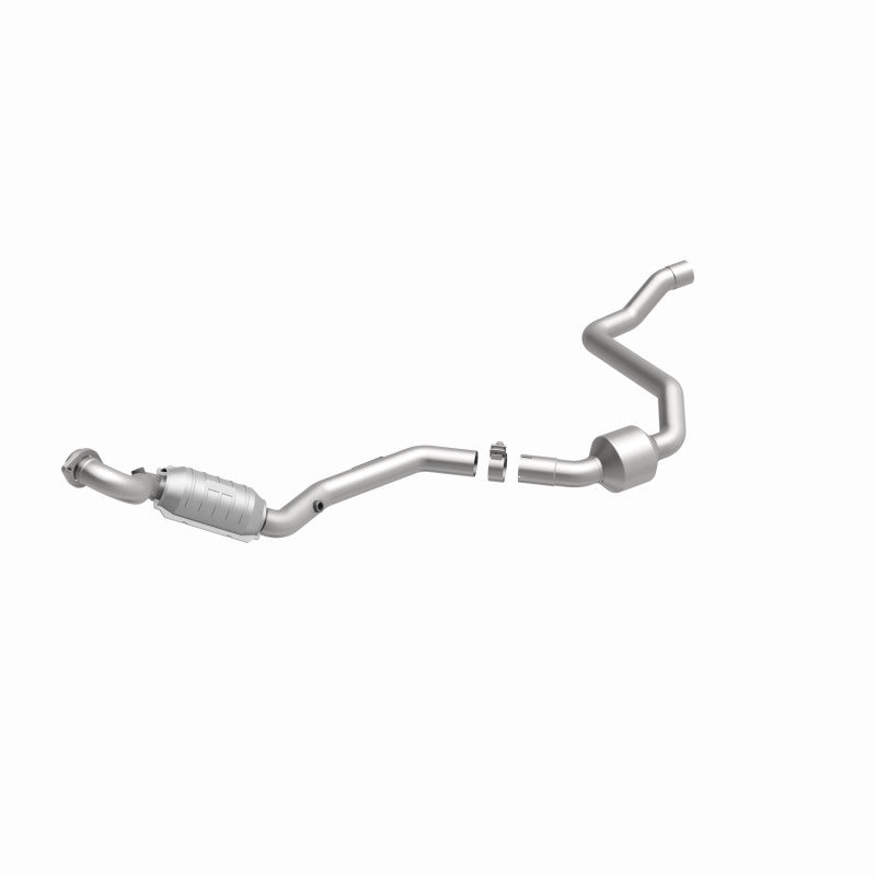 MagnaFlow 447263 carb direct-fit catalytic converter, front three-quarter view of the turntable spin