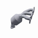 MagnaFlow 49302 oem grade manifold converter, opposite rear three-quarter view of the turntable spin