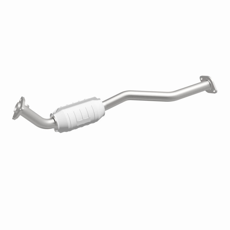 MagnaFlow 447228 carb direct-fit catalytic converter, front three-quarter view of the turntable spin