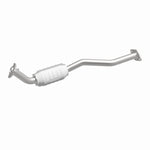 MagnaFlow 447228 carb direct-fit catalytic converter, front three-quarter view of the turntable spin