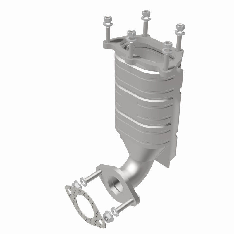 MagnaFlow 452842 carb direct-fit catalytic converter, rear view of the turntable spin