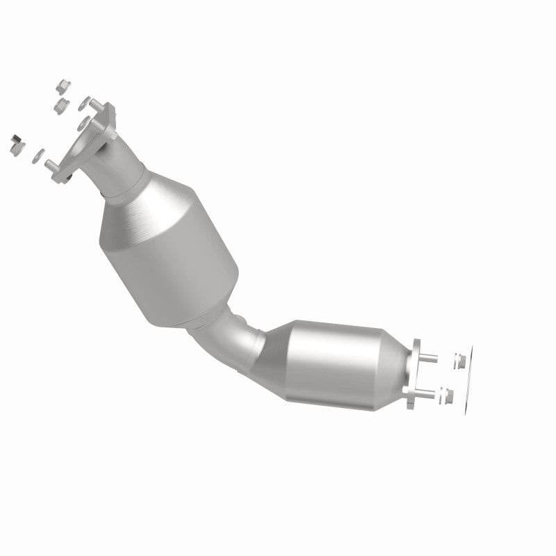 MagnaFlow 5411050 carb direct-fit catalytic converter, side view of the turntable spin