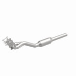 MagnaFlow 23220 hm grade direct-fit catalytic converter, front three-quarter view of the turntable spin