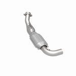MagnaFlow 447131 carb direct-fit catalytic converter, rear three-quarter view of the turntable spin