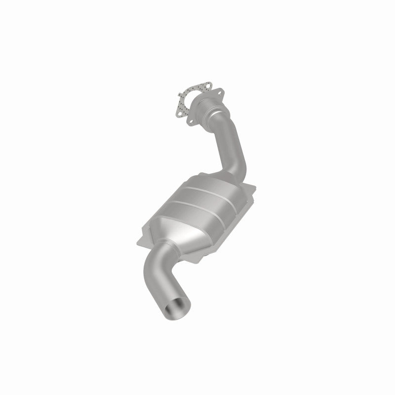 MagnaFlow 25207 hm grade direct-fit catalytic converter, rear three-quarter view of the turntable spin