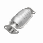 MagnaFlow 93297 hm grade direct-fit catalytic converter, opposite front three-quarter view of the turntable spin