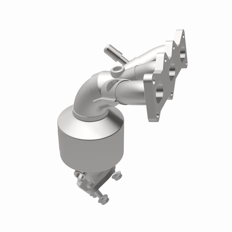 MagnaFlow 452025 carb manifold converter, opposite rear three-quarter view of the turntable spin
