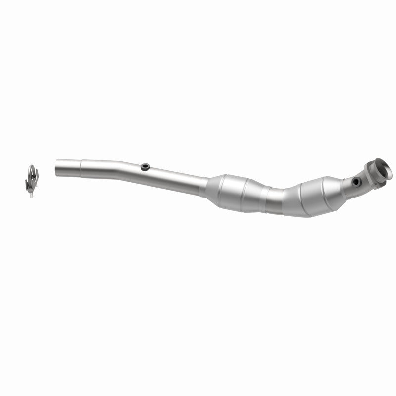 MagnaFlow 49724 oem grade direct-fit catalytic converter, opposite rear three-quarter view of the turntable spin