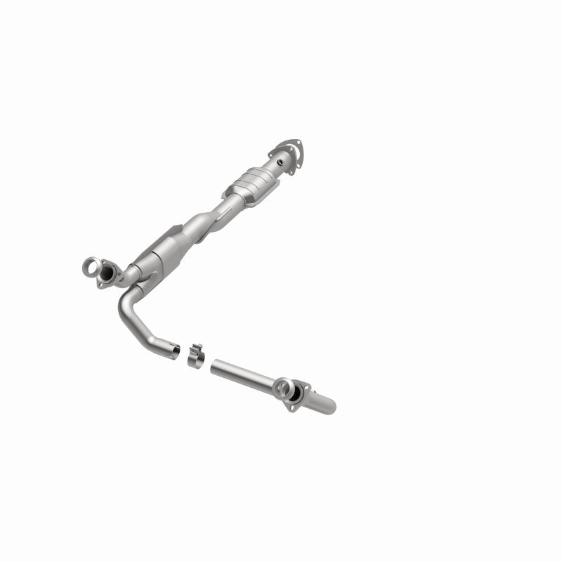 MagnaFlow 447238 carb direct-fit catalytic converter, opposite front three-quarter view of the turntable spin