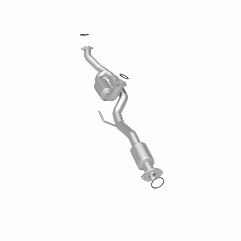 MagnaFlow 52086 oem grade direct-fit catalytic converter, rear three-quarter view of the turntable spin