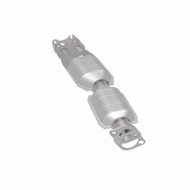 MagnaFlow 23386 epa direct-fit catalytic converter, rear three-quarter view of the turntable spin