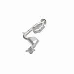 MagnaFlow 441113 carb direct-fit catalytic converter, opposite front three-quarter view of the turntable spin