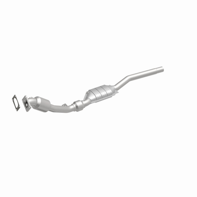 MagnaFlow 24313 hm grade direct-fit catalytic converter, front three-quarter view of the turntable spin