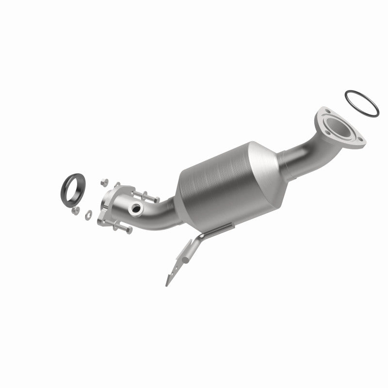 MagnaFlow 51872 oem grade direct-fit catalytic converter, opposite front three-quarter view of the turntable spin