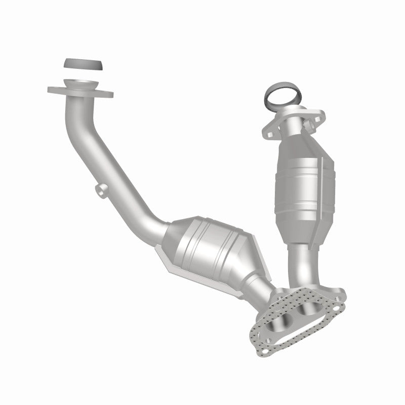 MagnaFlow 93105 hm grade direct-fit catalytic converter, rear three-quarter view of the turntable spin