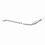 MagnaFlow 93277 hm grade direct-fit catalytic converter, opposite rear three-quarter view of the turntable spin
