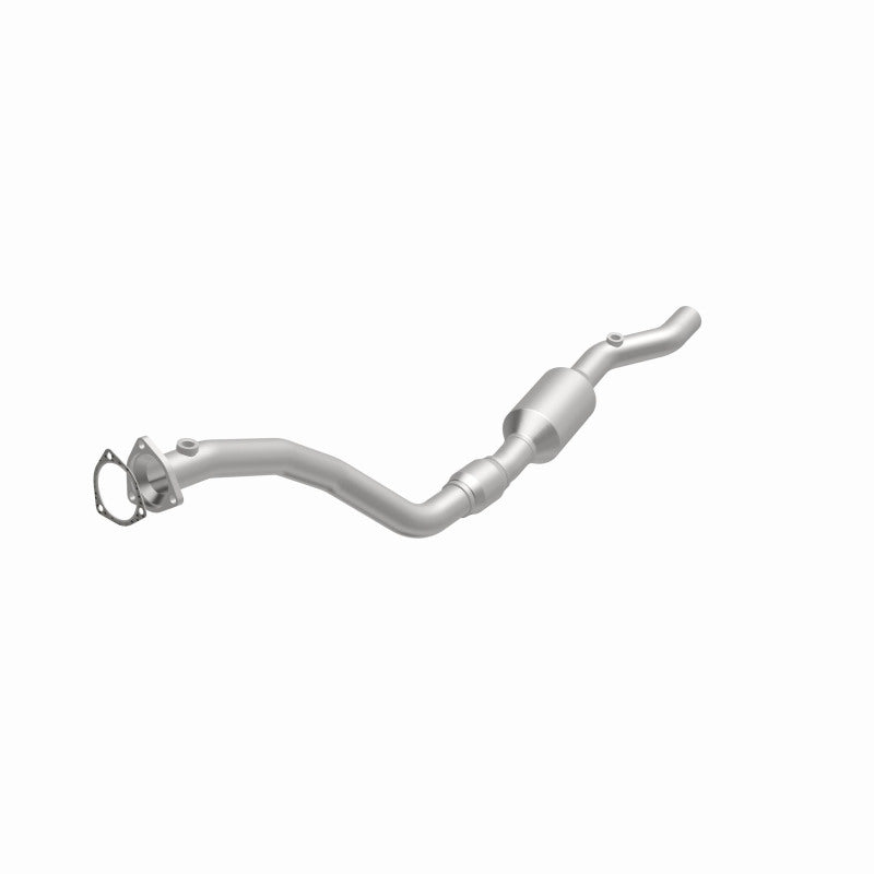 MagnaFlow 5461400 carb direct-fit catalytic converter, opposite front three-quarter view of the turntable spin