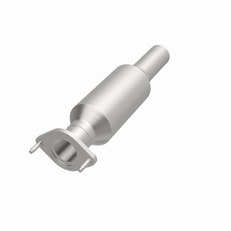 MagnaFlow 5571981 carb direct-fit catalytic converter, opposite front three-quarter view of the turntable spin