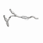 MagnaFlow 458012 carb direct-fit catalytic converter, side view of the turntable spin