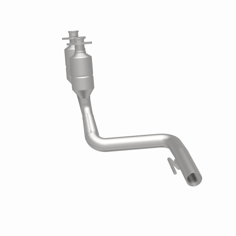 MagnaFlow 458053 carb direct-fit catalytic converter, rear three-quarter view of the turntable spin