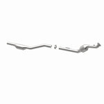 MagnaFlow 454043 carb direct-fit catalytic converter, opposite rear three-quarter view of the turntable spin