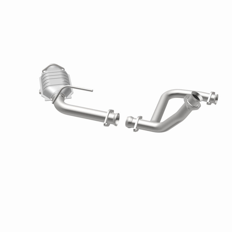 MagnaFlow 93360 epa direct-fit catalytic converter, opposite rear three-quarter view of the turntable spin
