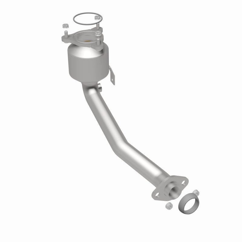 MagnaFlow 452671 carb direct-fit catalytic converter, rear three-quarter view of the turntable spin