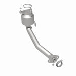 MagnaFlow 452671 carb direct-fit catalytic converter, rear three-quarter view of the turntable spin