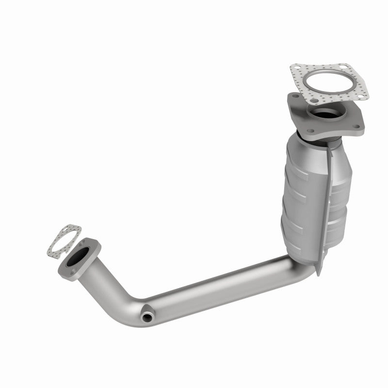 MagnaFlow 49005 oem grade direct-fit catalytic converter, opposite rear three-quarter view of the turntable spin
