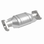 MagnaFlow 457011 carb direct-fit catalytic converter, front three-quarter view of the turntable spin