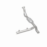MagnaFlow 93130 hm grade direct-fit catalytic converter, rear three-quarter view of the turntable spin