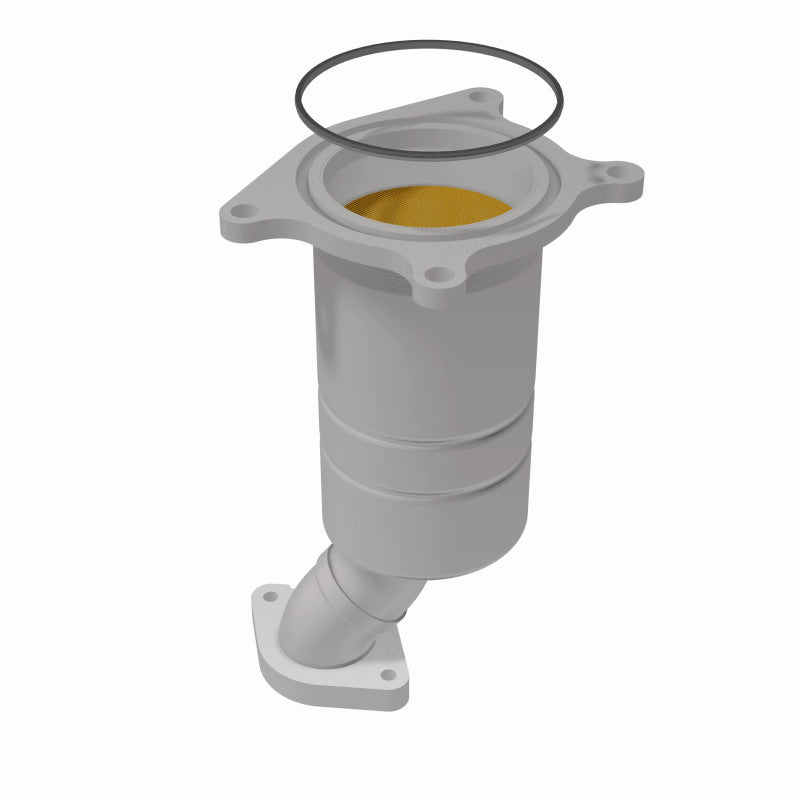 MagnaFlow 52232 oem grade direct-fit catalytic converter, rear view of the turntable spin