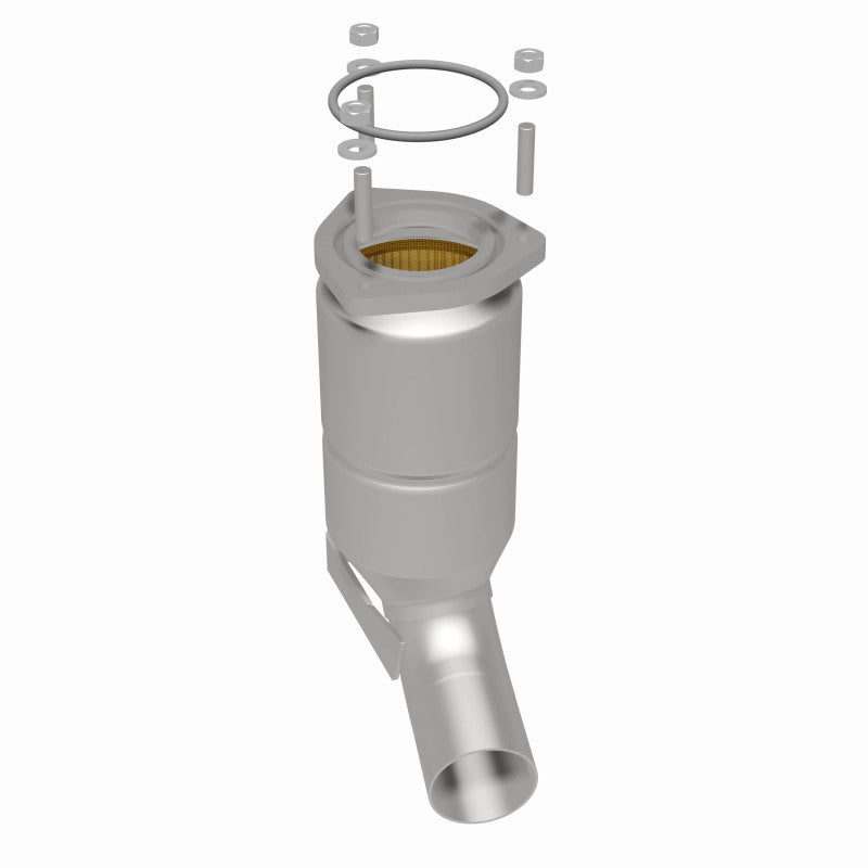 MagnaFlow 52014 oem grade direct-fit catalytic converter, rear three-quarter view of the turntable spin