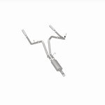 MagnaFlow 15863 street series cat-back exhaust, rear three-quarter view of the turntable spin