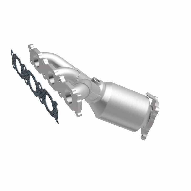 MagnaFlow 52167 oem grade manifold converter, front three-quarter view of the turntable spin