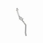 MagnaFlow 3391274 carb direct-fit catalytic converter, rear three-quarter view of the turntable spin