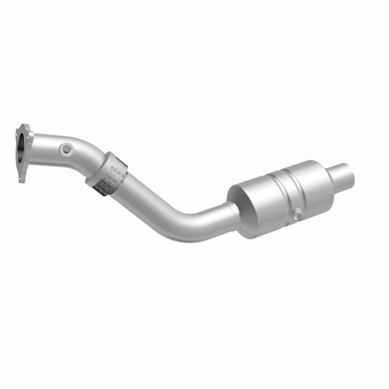 MagnaFlow 93290 hm grade direct-fit catalytic converter, front three-quarter view of the turntable spin