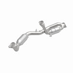 MagnaFlow 444033 carb direct-fit catalytic converter, front three-quarter view of the turntable spin