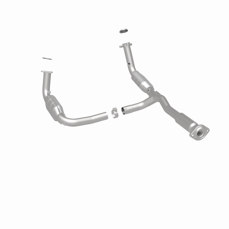 MagnaFlow 24950 hm grade direct-fit catalytic converter, rear three-quarter view of the turntable spin