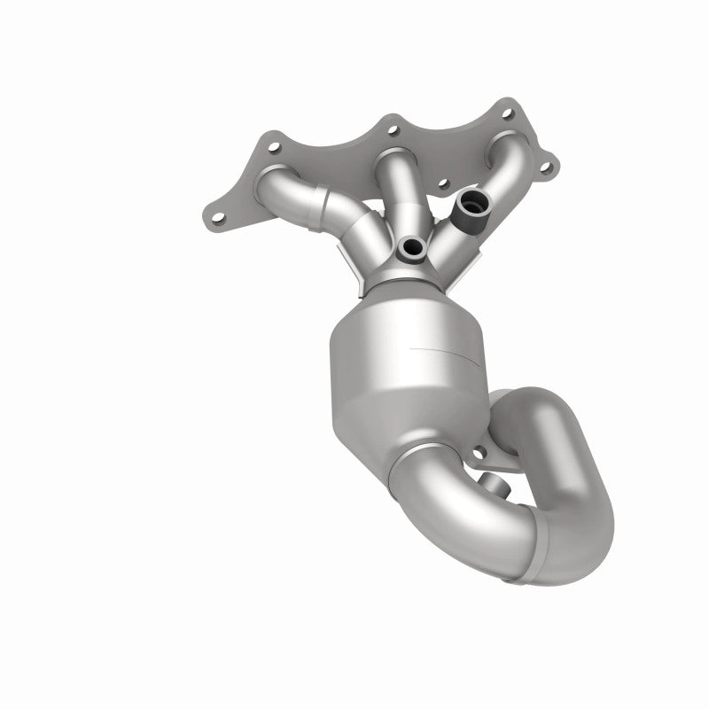 MagnaFlow 49349 oem grade manifold converter, rear three-quarter view of the turntable spin