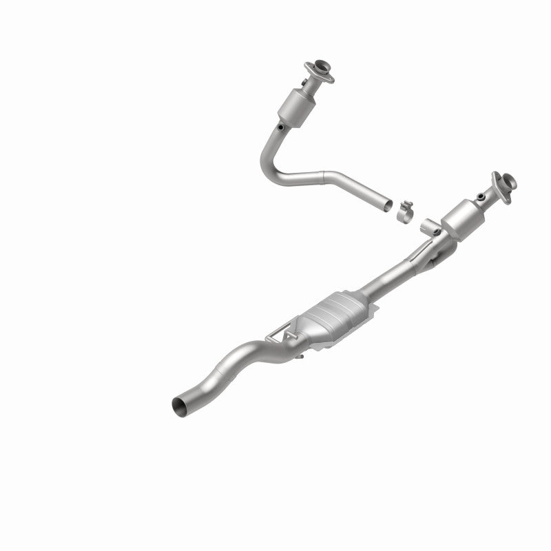 MagnaFlow 458012 carb direct-fit catalytic converter, rear view of the turntable spin