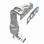 MagnaFlow 5531078 carb manifold converter, opposite front three-quarter view of the turntable spin
