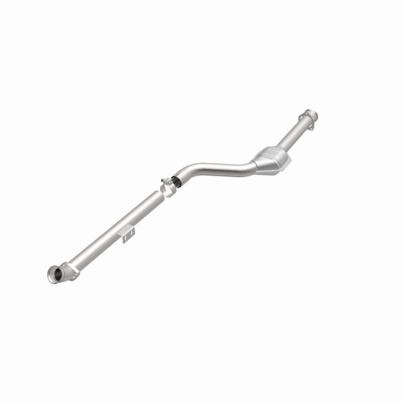 MagnaFlow 24276 hm grade direct-fit catalytic converter, opposite front three-quarter view of the turntable spin