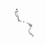MagnaFlow 447277 carb direct-fit catalytic converter, rear three-quarter view of the turntable spin