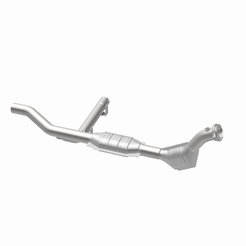 MagnaFlow 93130 hm grade direct-fit catalytic converter, opposite rear three-quarter view of the turntable spin