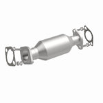MagnaFlow 5561823 carb direct-fit catalytic converter, front three-quarter view of the turntable spin