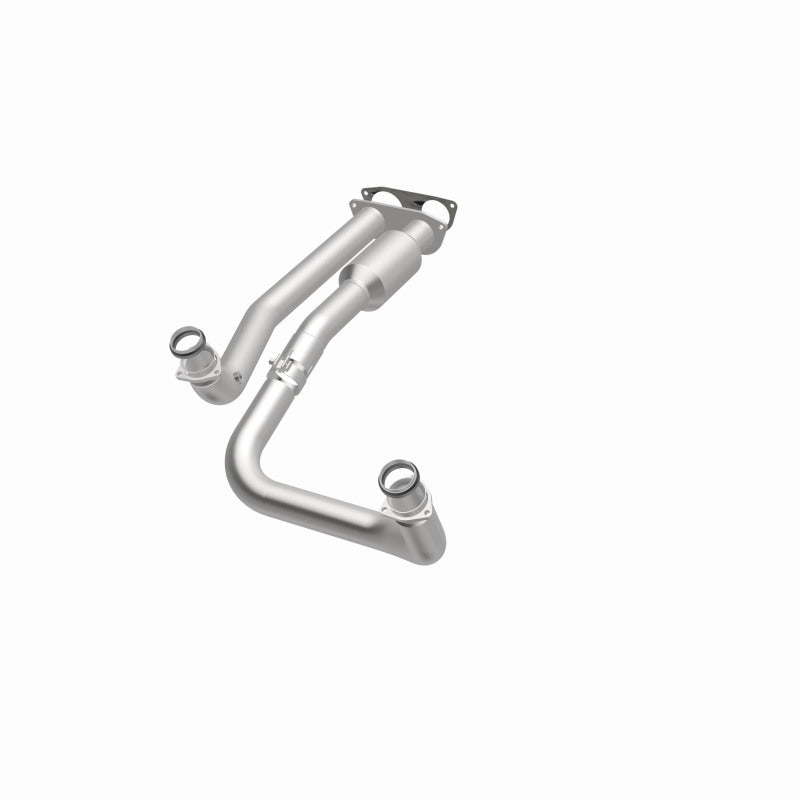 MagnaFlow 95470 hm grade direct-fit catalytic converter, opposite front three-quarter view of the turntable spin