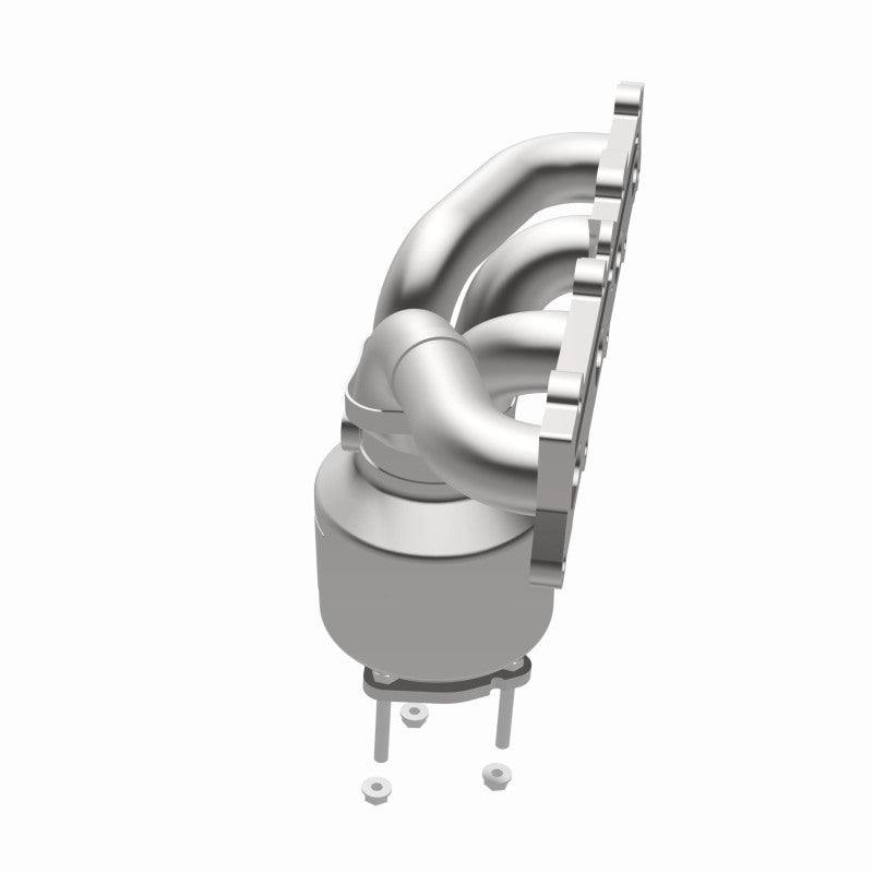 MagnaFlow 452150 carb manifold converter, side view of the turntable spin